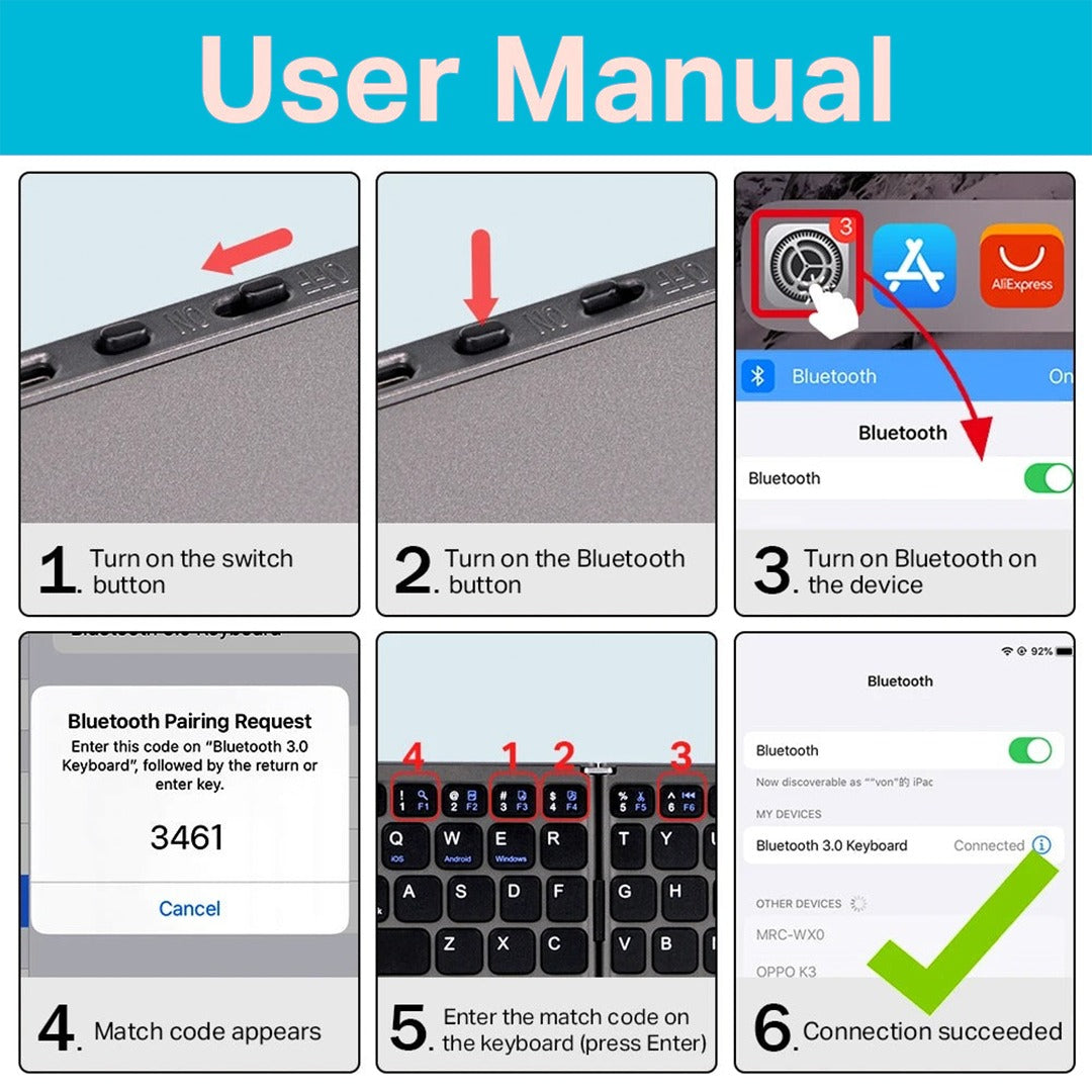 Omexa™  FoldLite Folding Wireless Keyboard