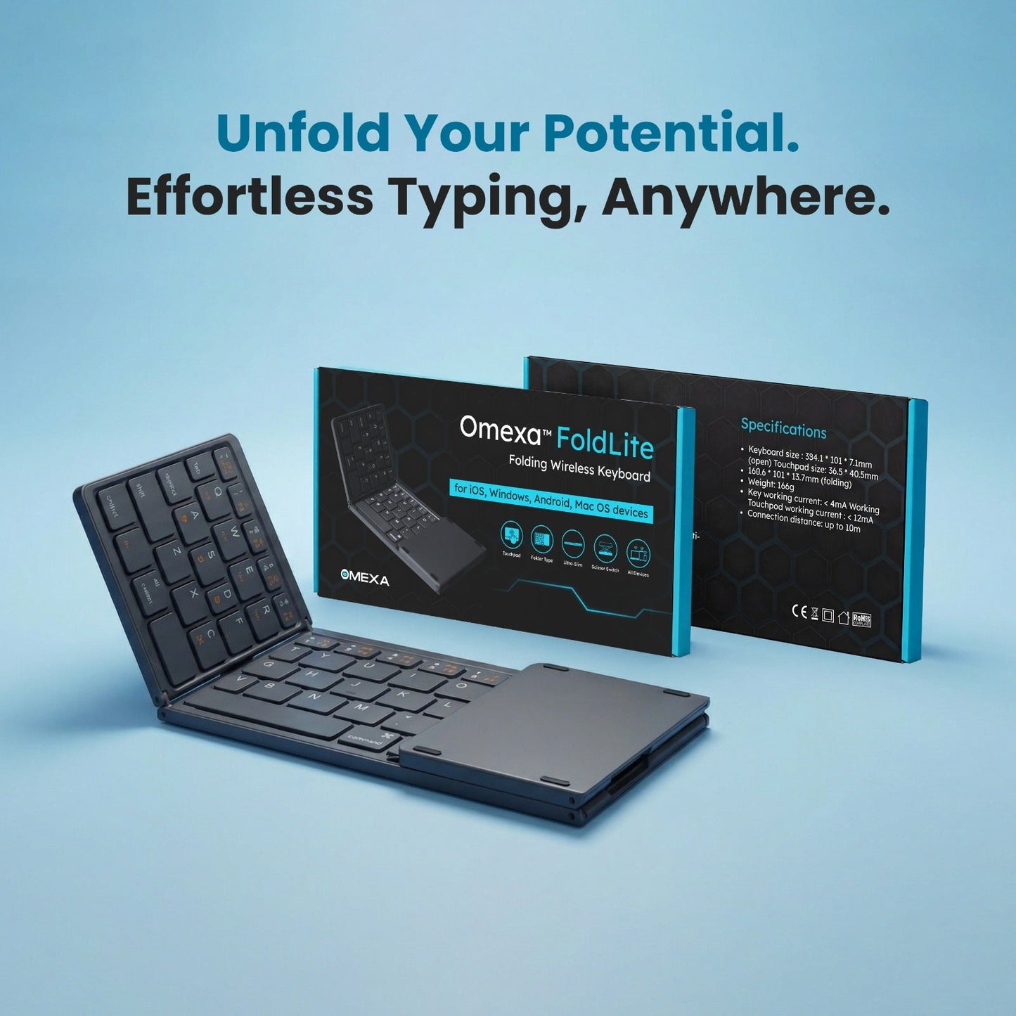Omexa™  FoldLite Folding Wireless Keyboard